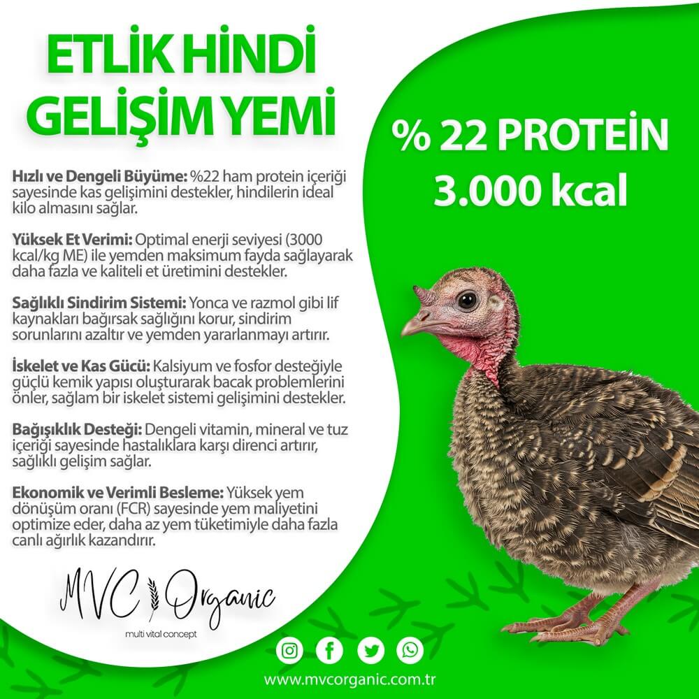 Etlik Hindi Gelişim Yemi - MVC Organic Yem