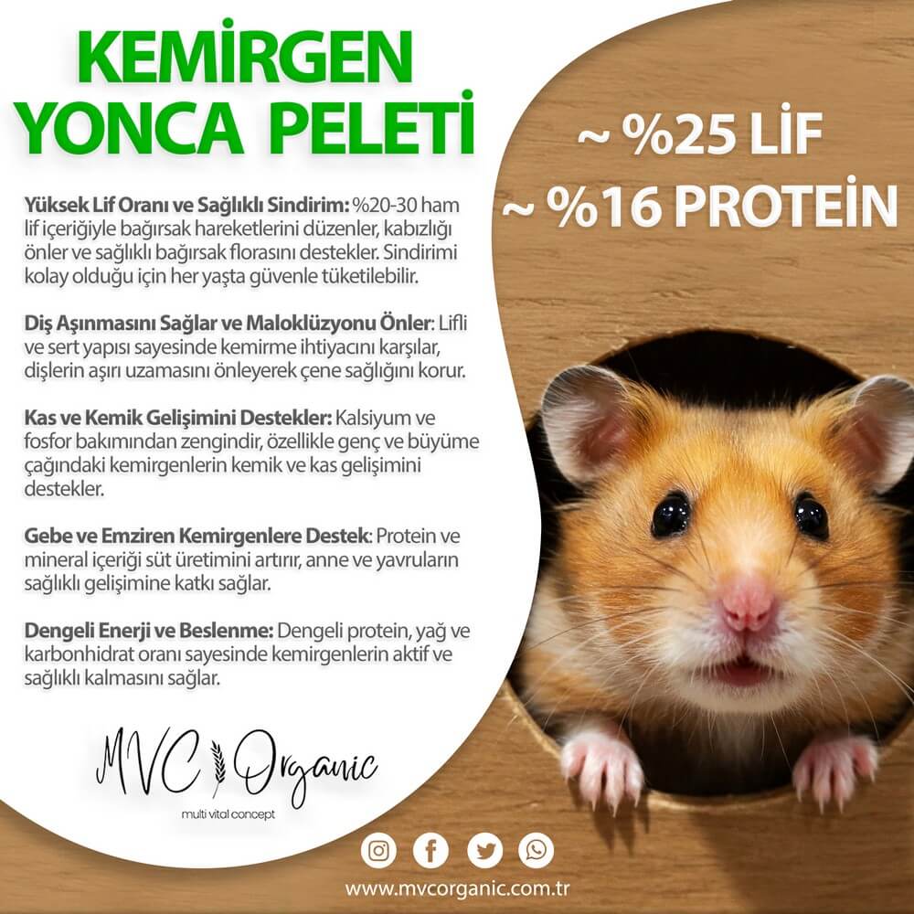 Kemirgen Yonca Peleti - MVC Organic Yem