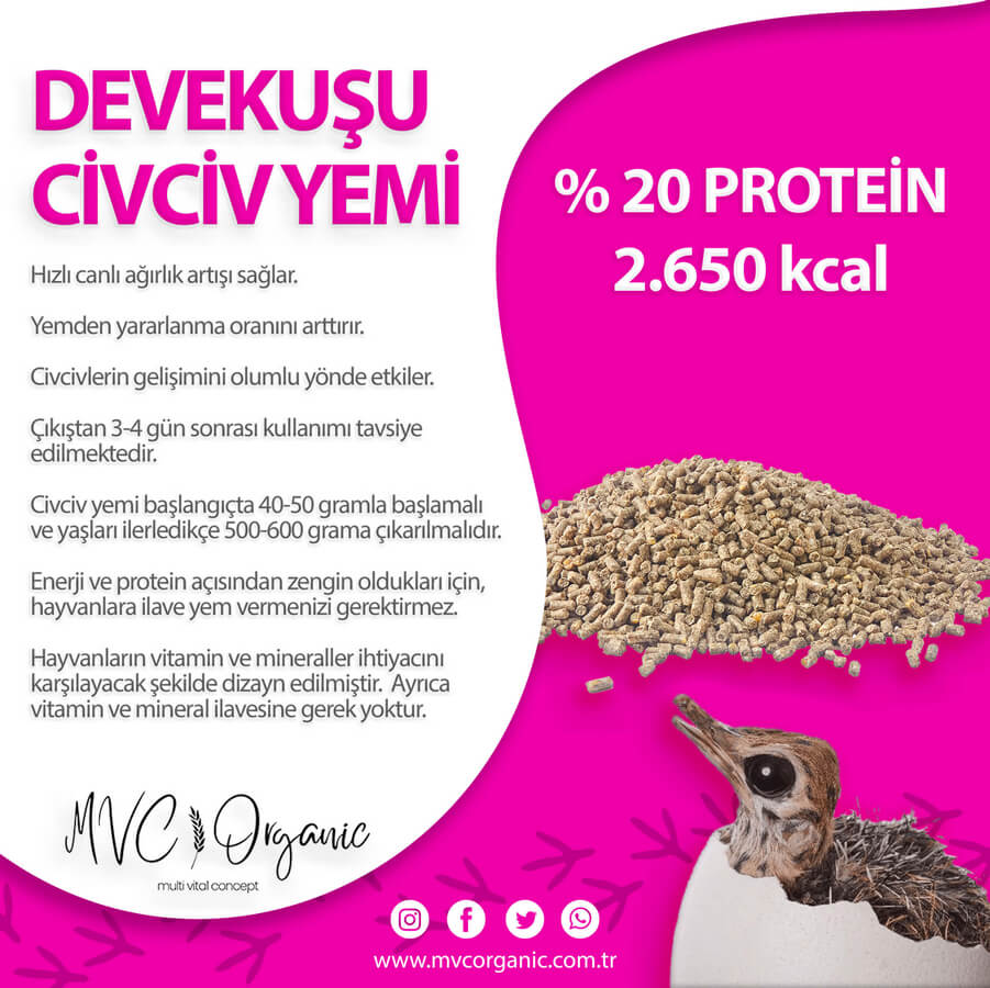 Devekuşu Civciv Yemi (20HP) - MVC Organic Yem