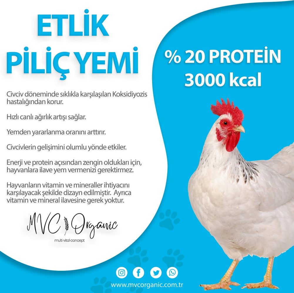 Etlik Piliç Yemi (20 HP) - MVC Organic Yem