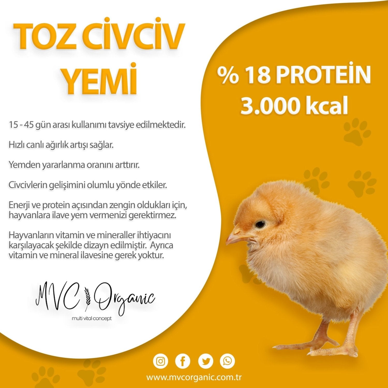 Toz Civciv Yemi (18 Protein) - MVC Organic Yem