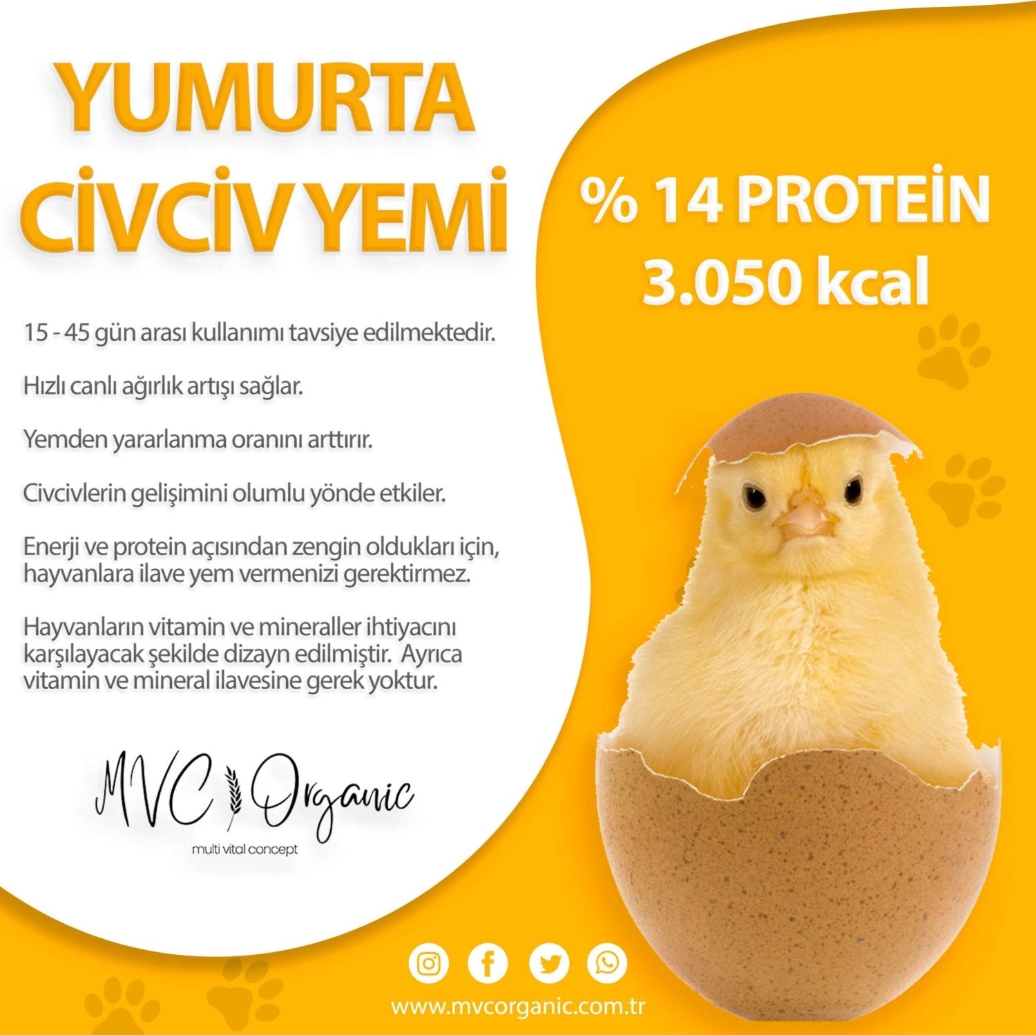 Toz Civciv Yemi (14 Protein) - MVC Organic Yem