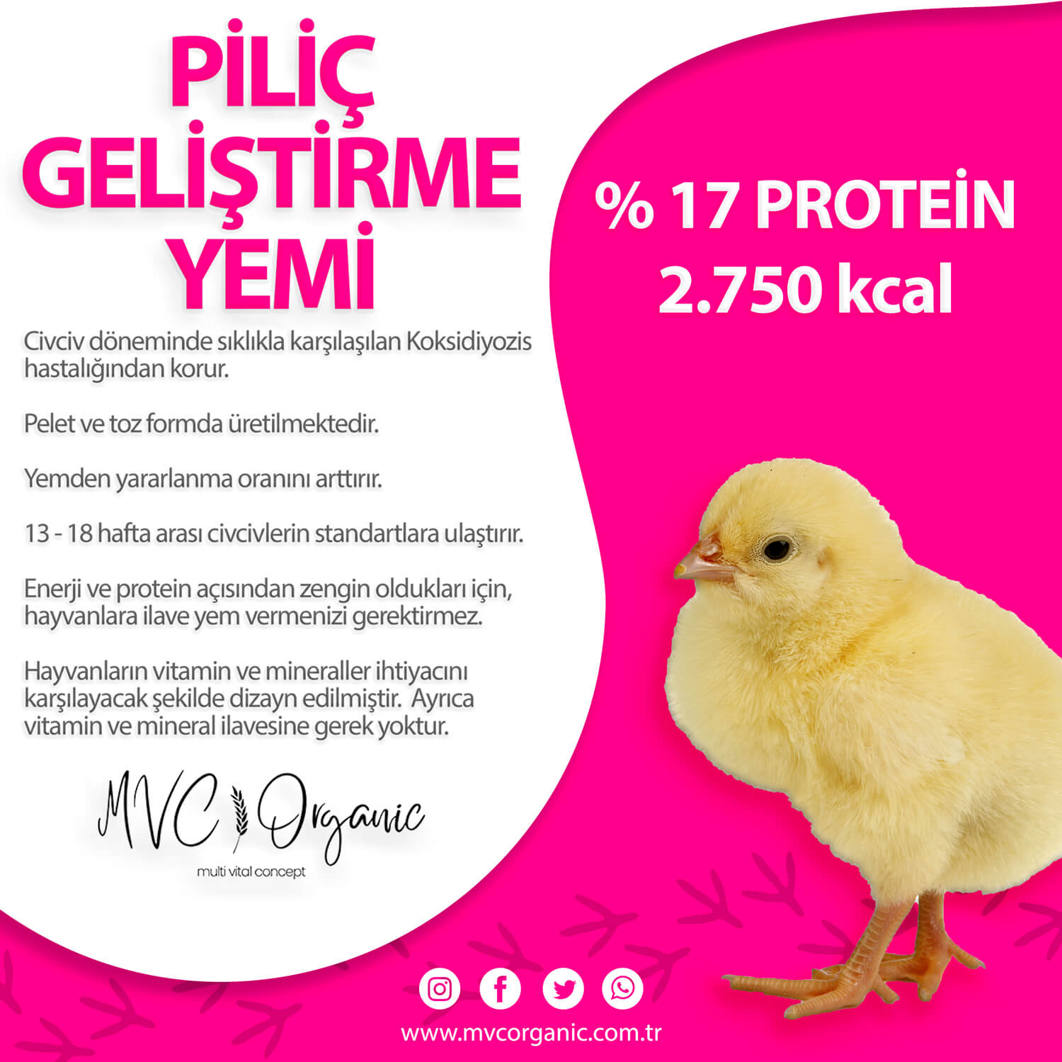 Piliç Geliştirme Yemi (17HP) - MVC Organic Yem